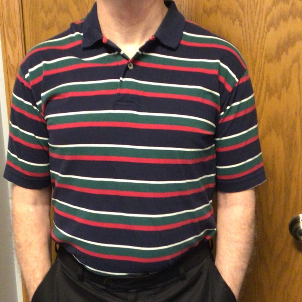Men's Striped Short Sleeve Polo Shirt Blue Green Red White